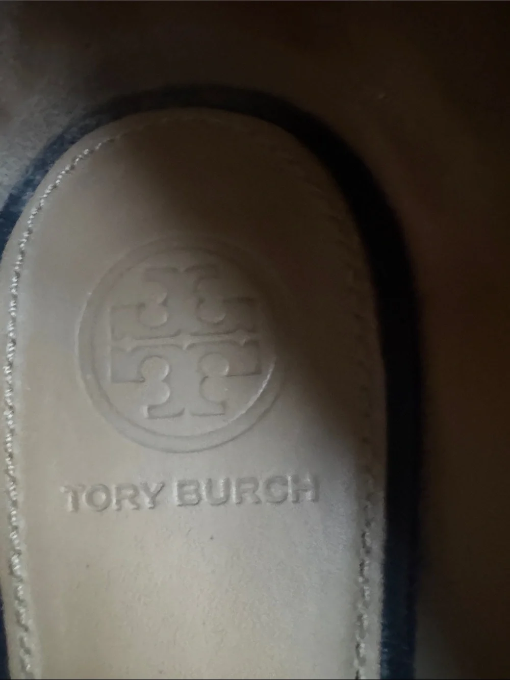 Tory Burch Black Suede Logo Cap-Toe Flats with Gold Medallions